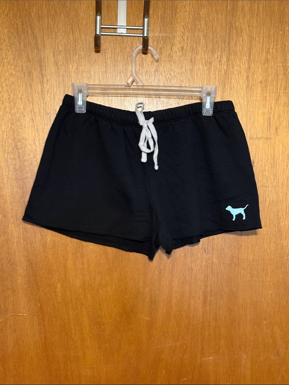 PINK Victoria's Secret Black Athletic Shorts with Dog Logo Sz M Like New
